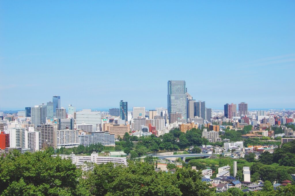 宮城県仙台市街を見渡す風景